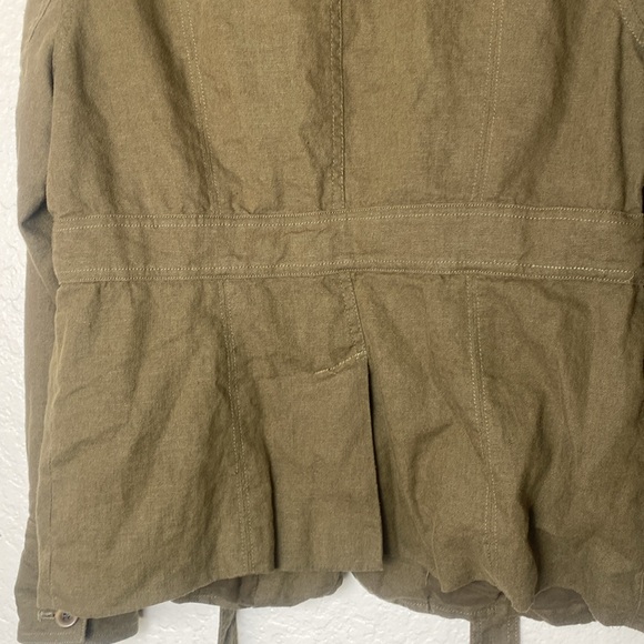 Isabella Bird Linen Safari Blazer – Olive Green Utility Jacket – Size 8 - Picture 4 of 11